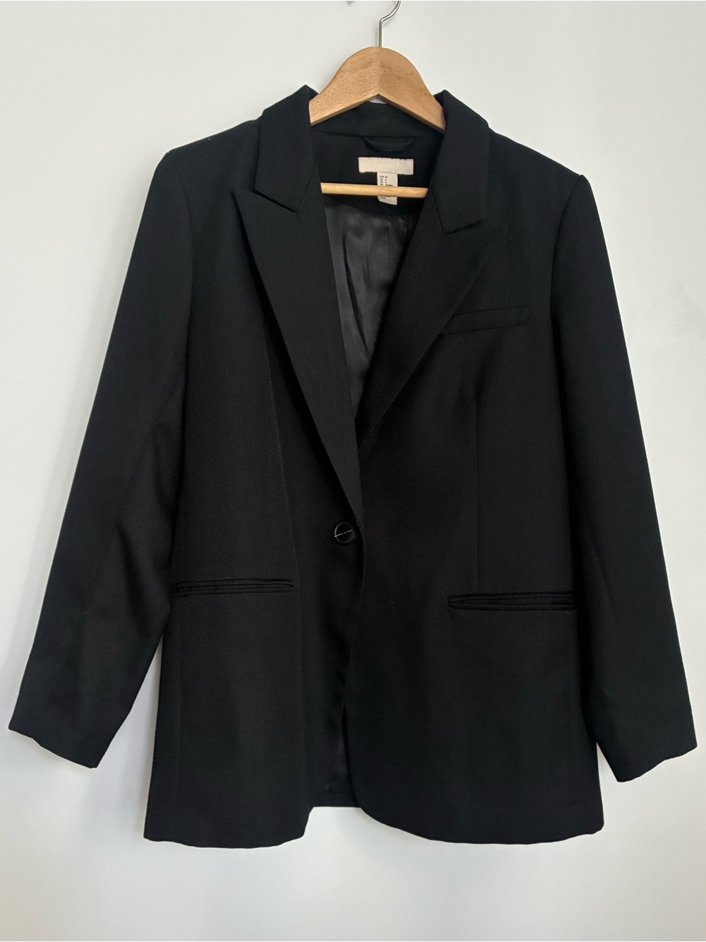 Wool-blend blazer - black